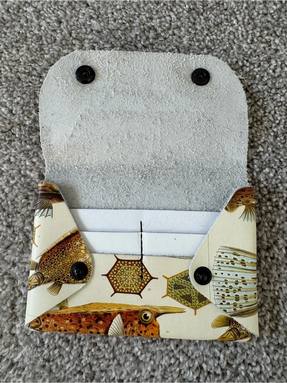 Orange Fish Print Wallet with Snap Closure